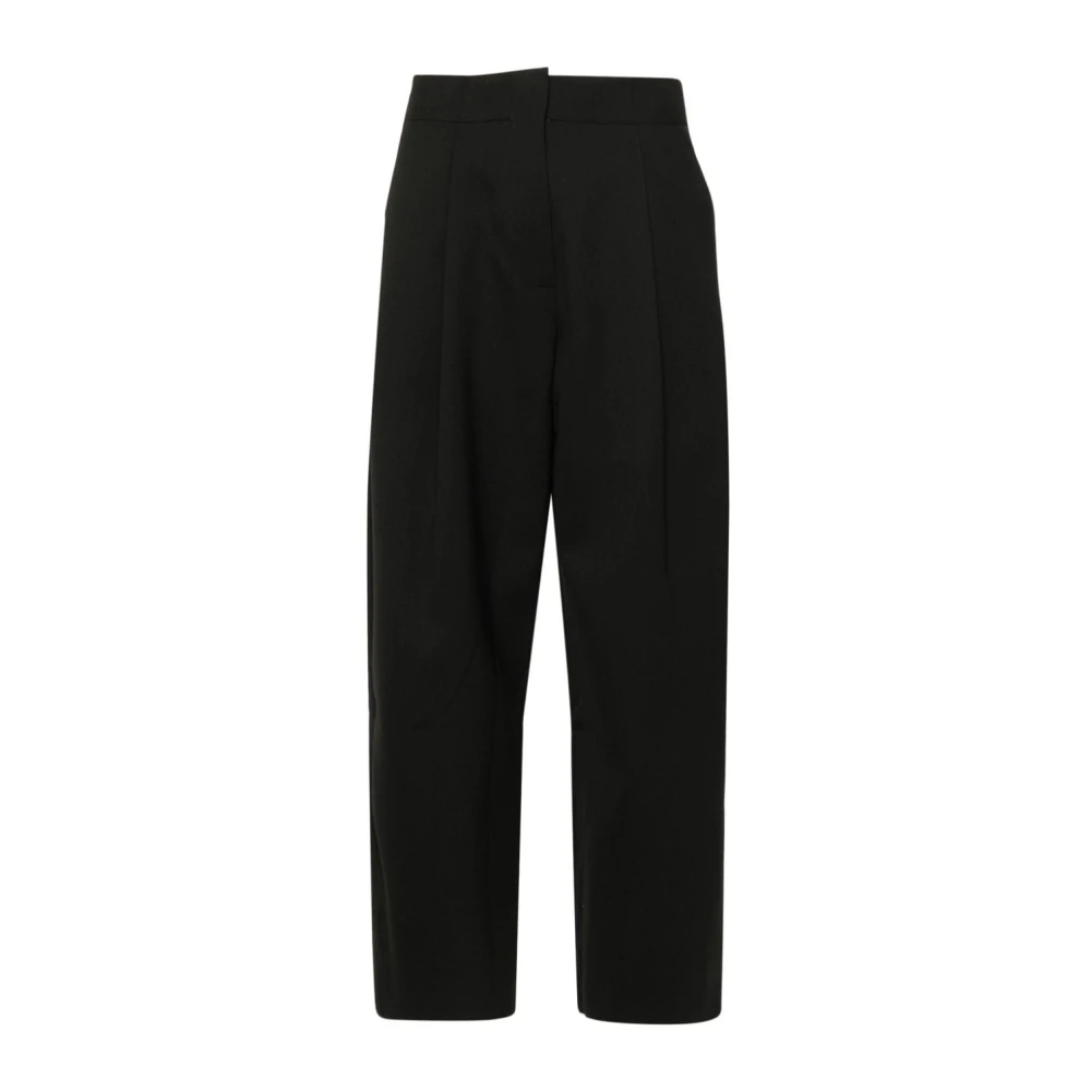 Studio Nicholson Women's Black Straight Trousers, S, Trousers With Pleat Detailing