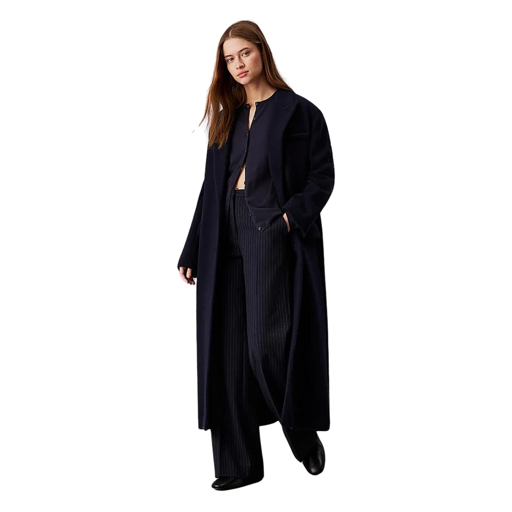 Calvin Klein Nachtelijke Herringbone Jas Black Dames