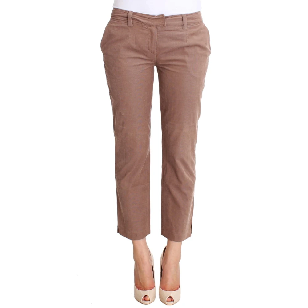 Costume National Women's Brown Chic Cropped Corduroy Trousers - Cropped Trousers - W30- Trousers