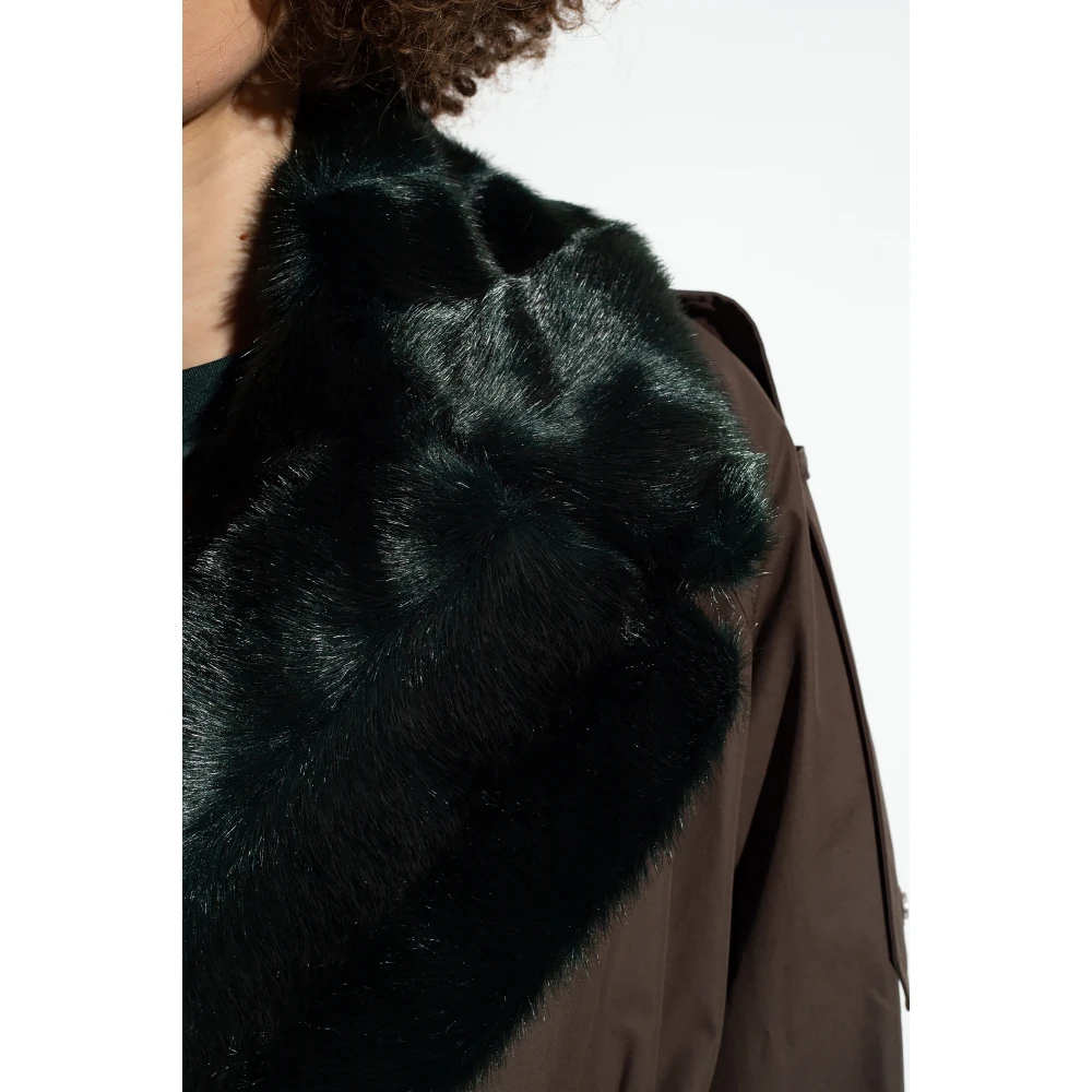 Burberry Kennington trenchcoat met bontkraag Green Dames