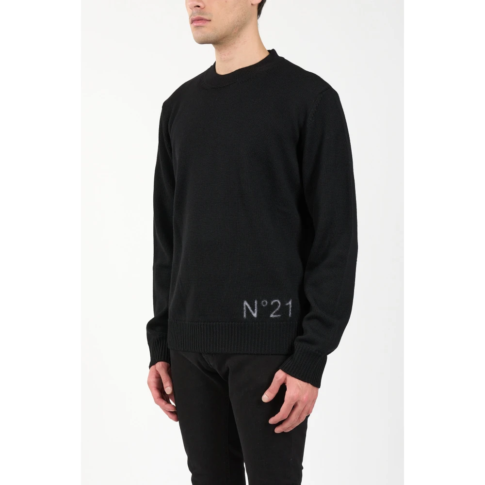N21 Wollen Gebreide Trui Black Heren