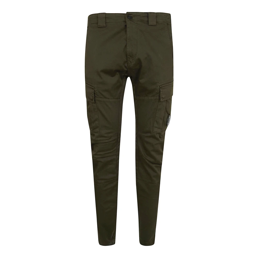 C.p. Company Men's Green Stretch Sateen Ergonomic Cargo Trousers - Slim-Fit Trousers - S - Trousers