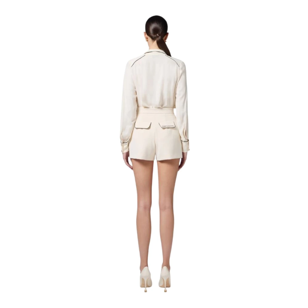 Elisabetta Franchi Georgette shirt met logodetail White Dames