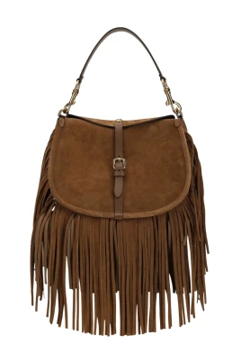Medium Suede Pony-väska med fransar
