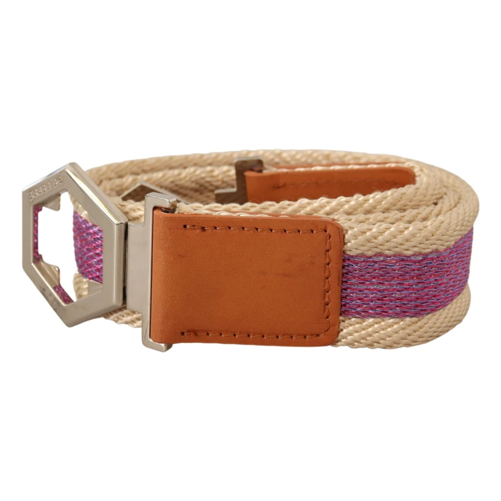 Gianfranco Ferré Stijlvolle Leren Riem met Hexagon Logo Gesp Multicolor Dames