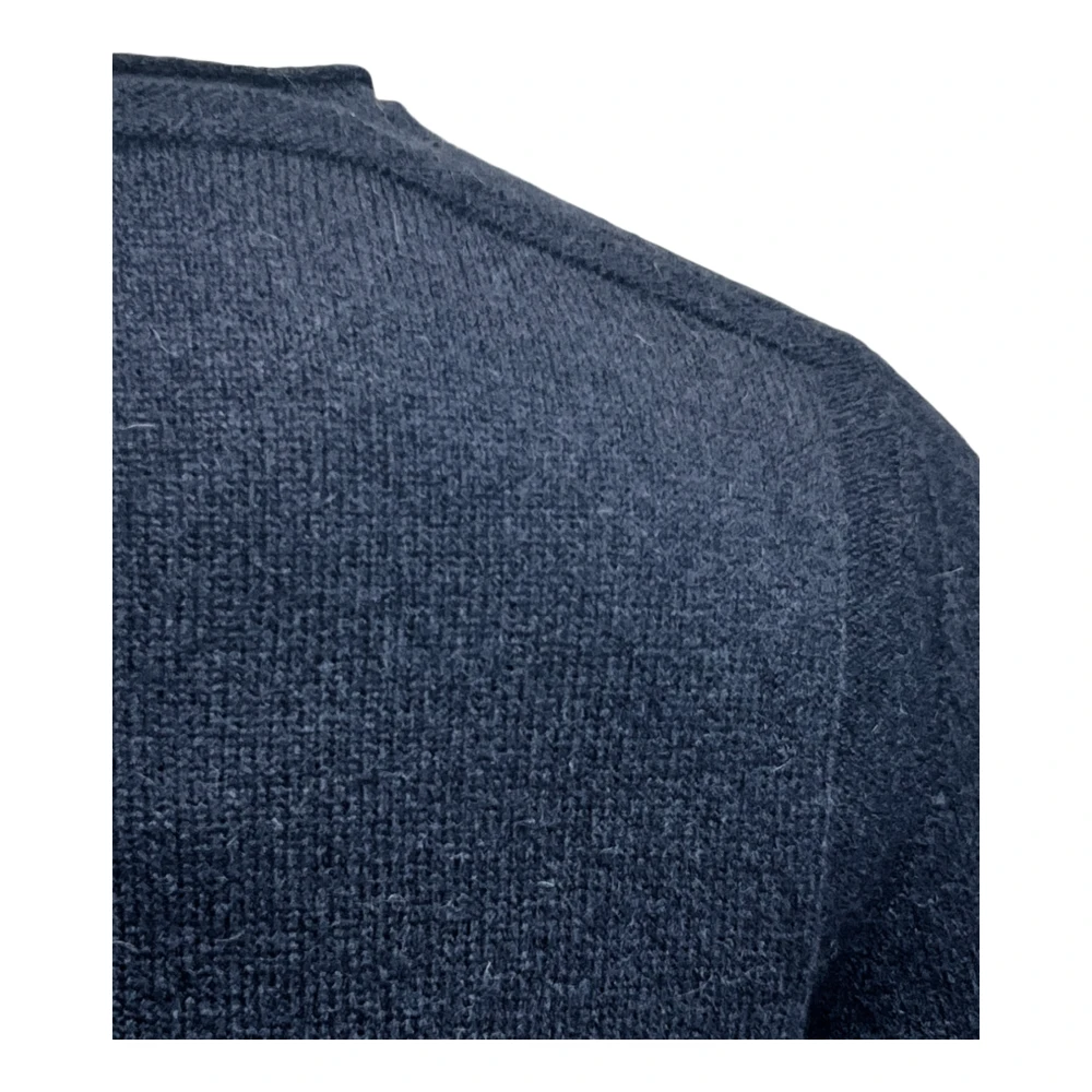 Roberto Collina Navy Merino Baby-Kamel Rollkante Sweater Blue Heren