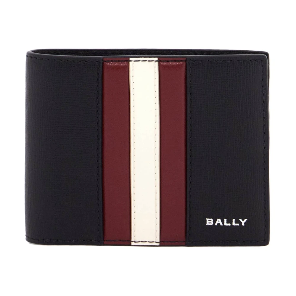 Bally Geëmbosseerd leren portemonnee met twee vouwen Black Heren
