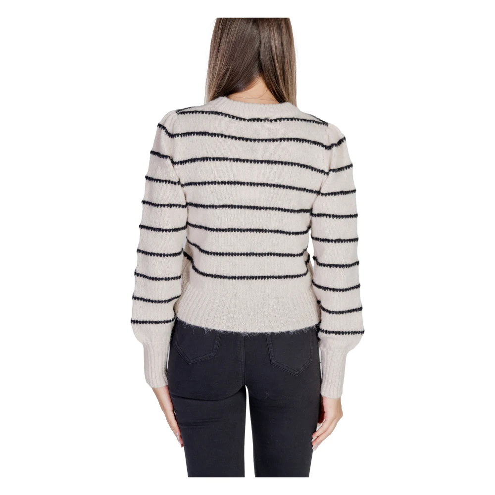 Jacqueline de Yong Gestreept Gebreid Lange Mouwen Ronde Hals Gray Dames