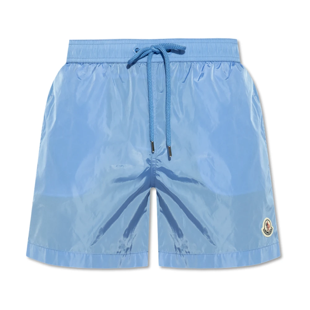Moncler Zwembroek met logo Blue Heren