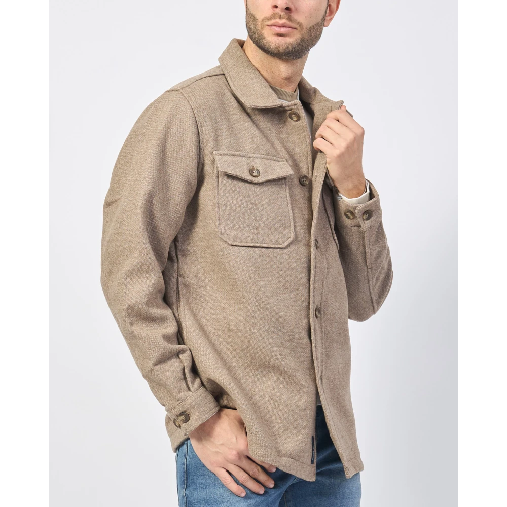YES ZEE Heren oversized shirt van wolmix Beige Heren