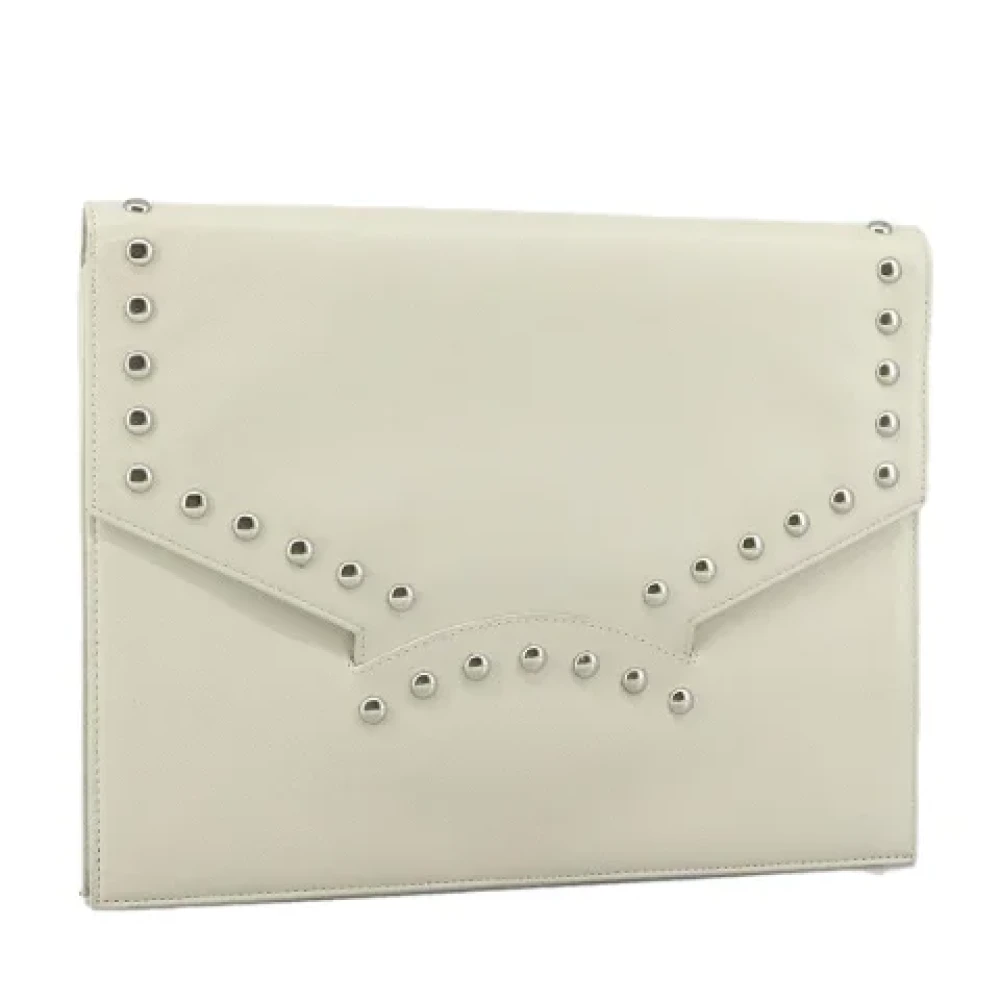 Saint Laurent Vintage Pre-owned Leather clutches Beige Dames