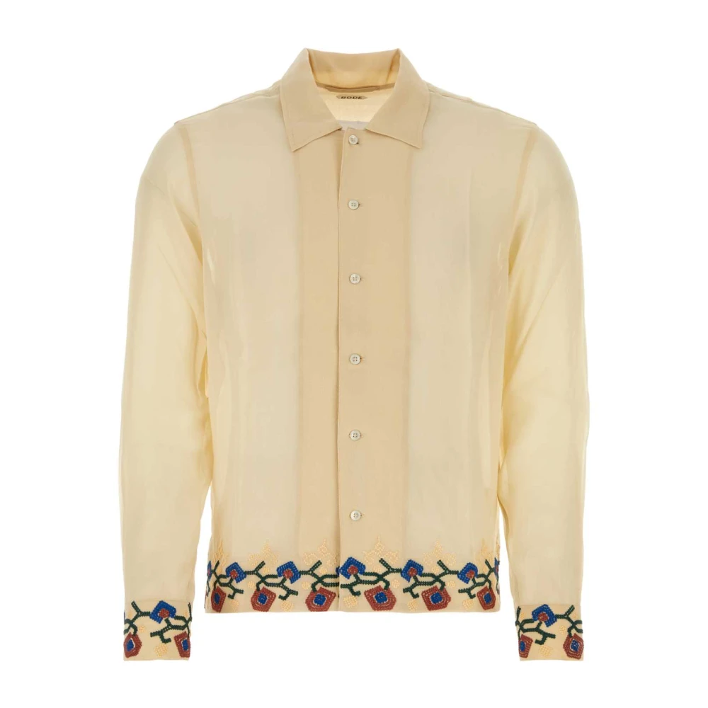 Bode Zijden Zand Shirt Beige Heren