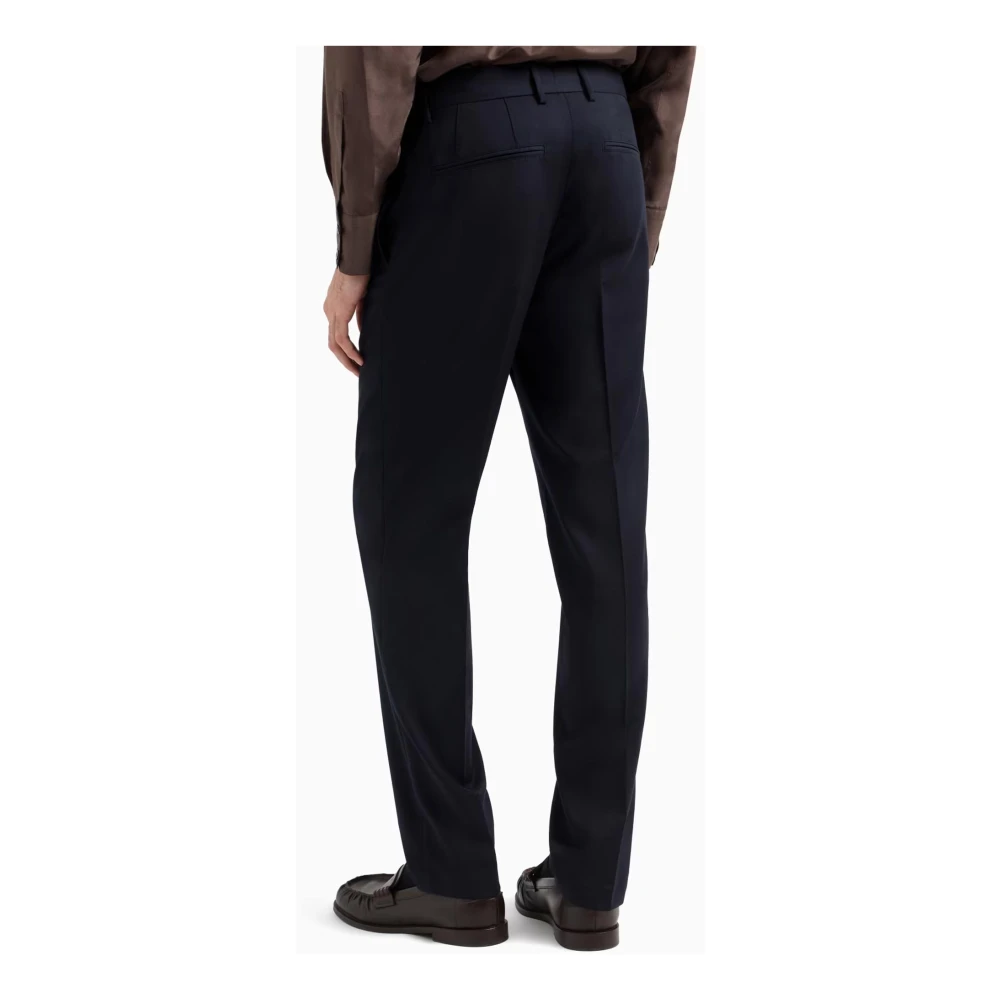 Emporio Armani Chino Style Broek met Logo Plaque Blue Heren