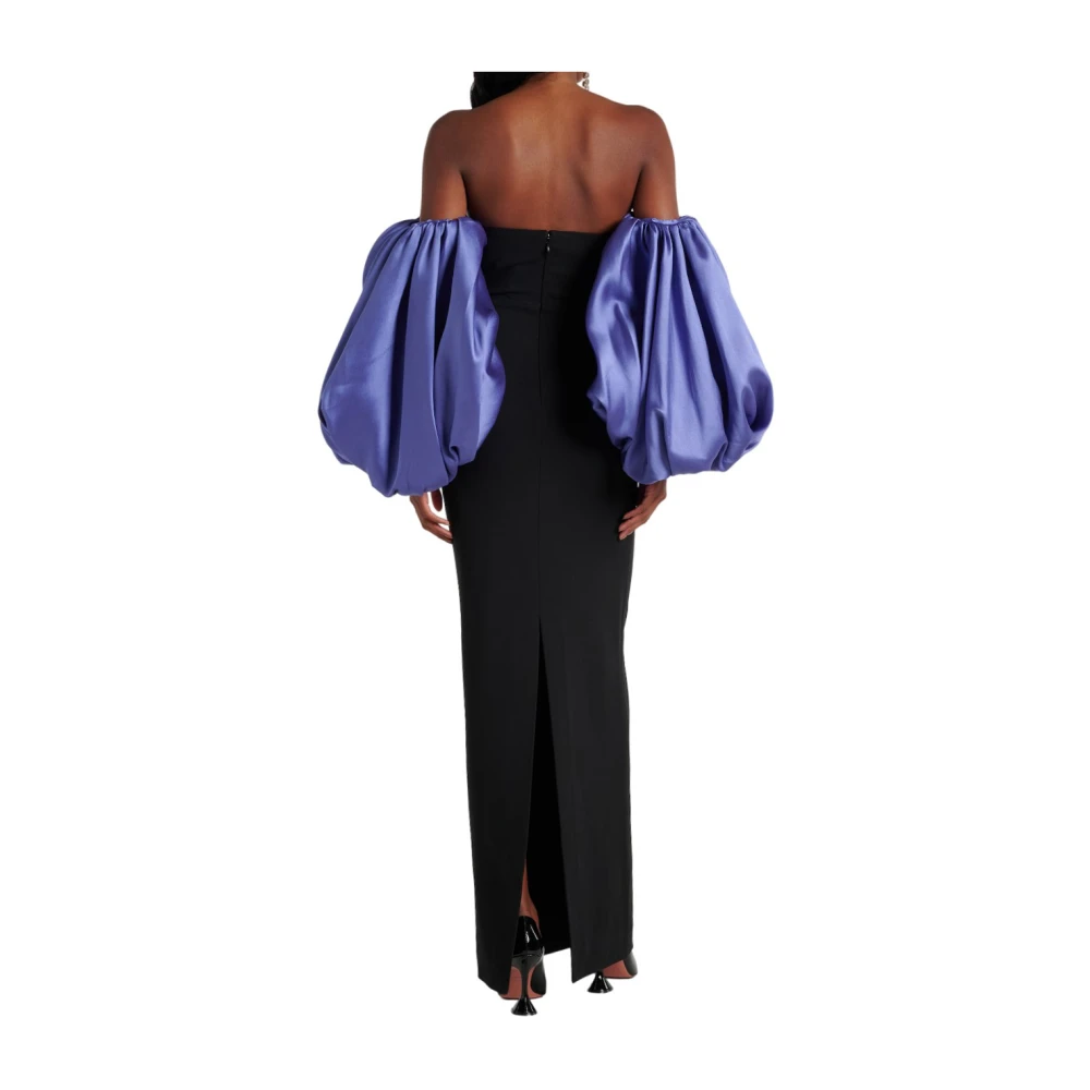 Solace London Elegante geëmbosseerde lange jurk Black Dames