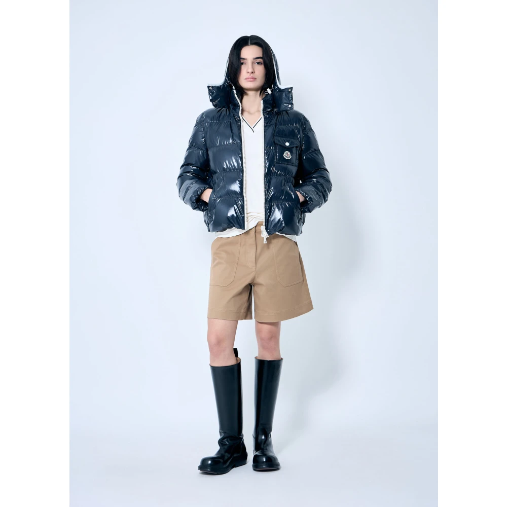 Moncler Korte donsjas met afneembare capuchon Blue Dames