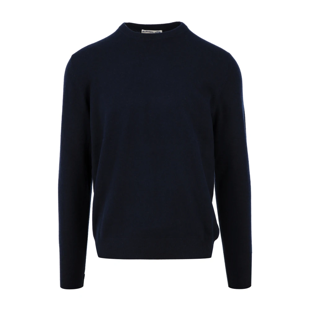 Ballantyne Herr Blå Stickade Tröjor M, Kashmir, Rundhals Pullover