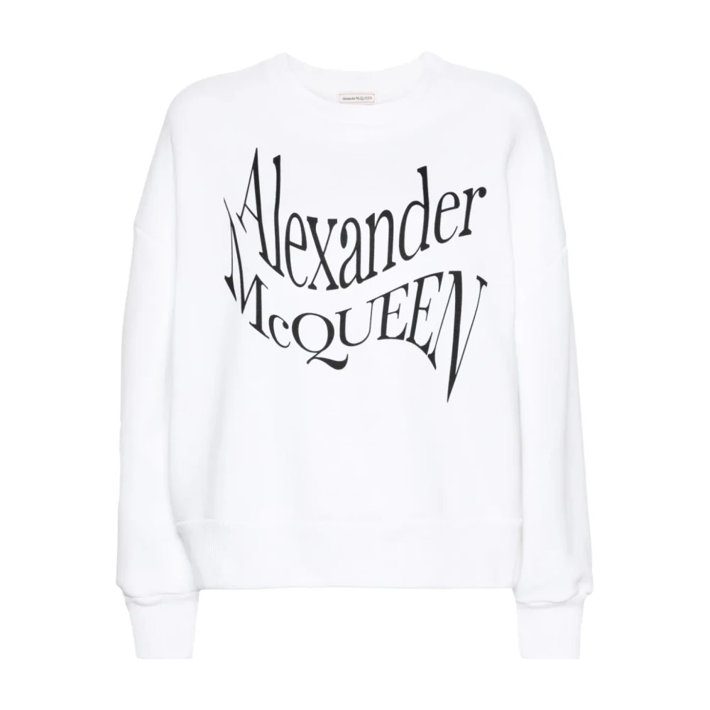 Alexander mcqueen Witte Crewneck Sweatshirt met Logo Print White Dames