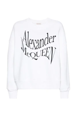 Vit Crewneck Sweatshirt med Logotryck