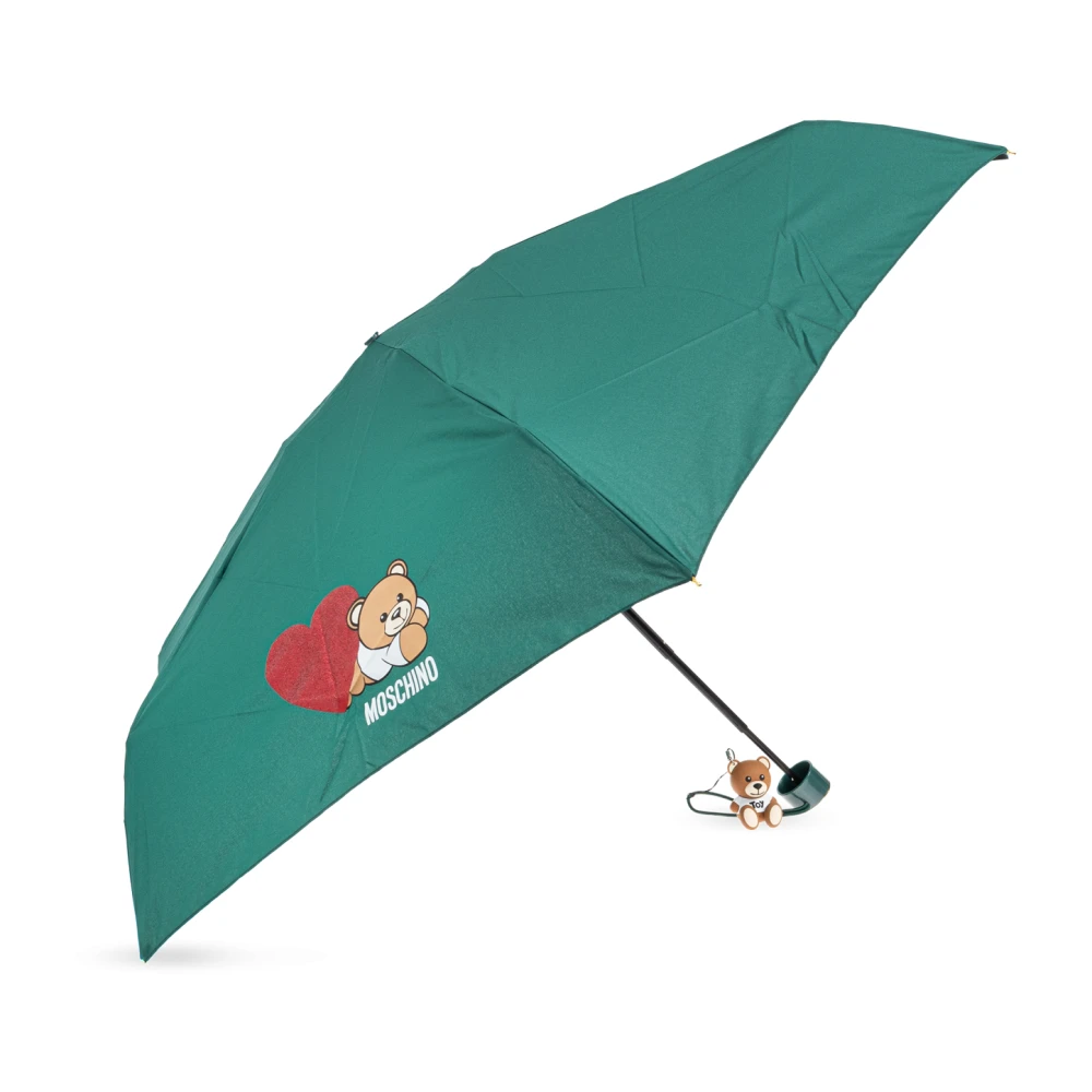 Moschino Opvouwbare paraplu met logo Green Unisex