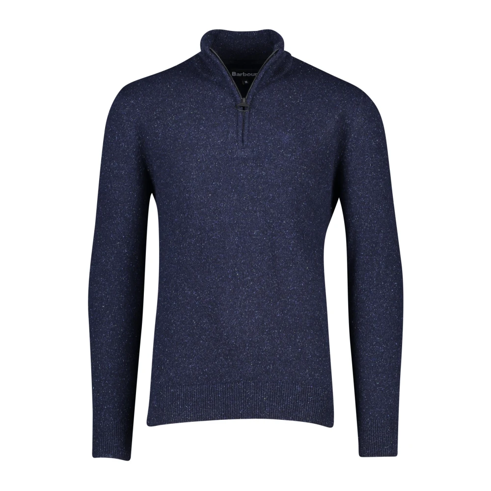 Barbour Blauwe halve rits wollen trui Blue Heren