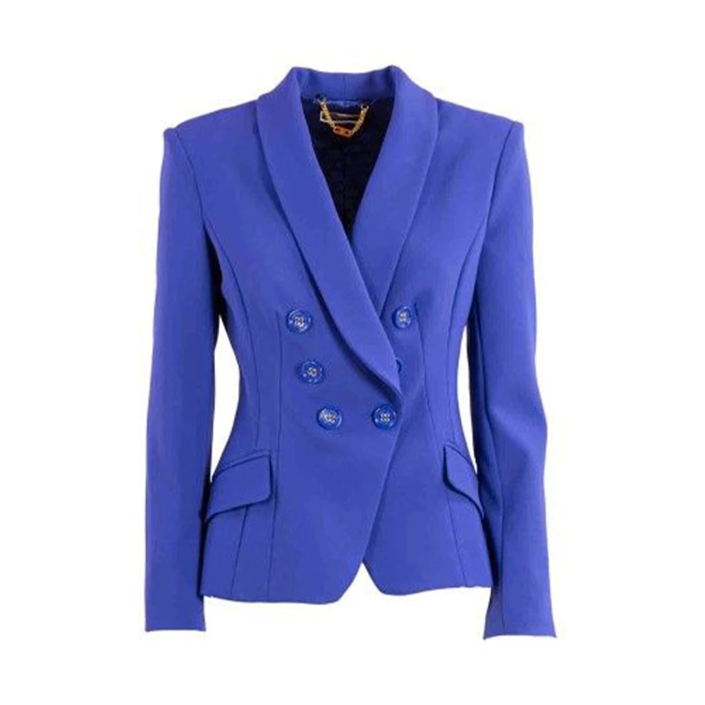 Elisabetta Franchi Blauwe Blazer voor Vrouwen Ss24 Blue Dames