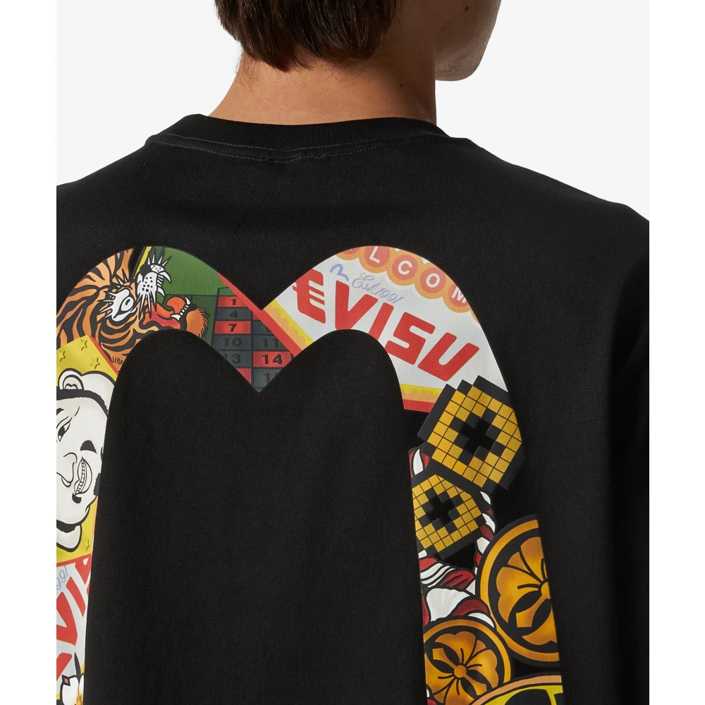 Evisu Zwart Katoen Regular Fit T-Shirt Black Heren