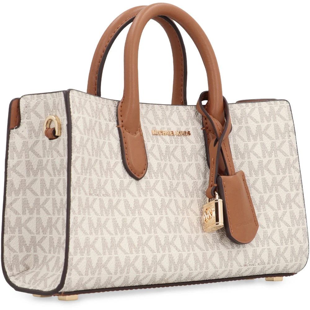 Michael Kors Kleine Gecoate Stoffen Schoudertas Beige Dames