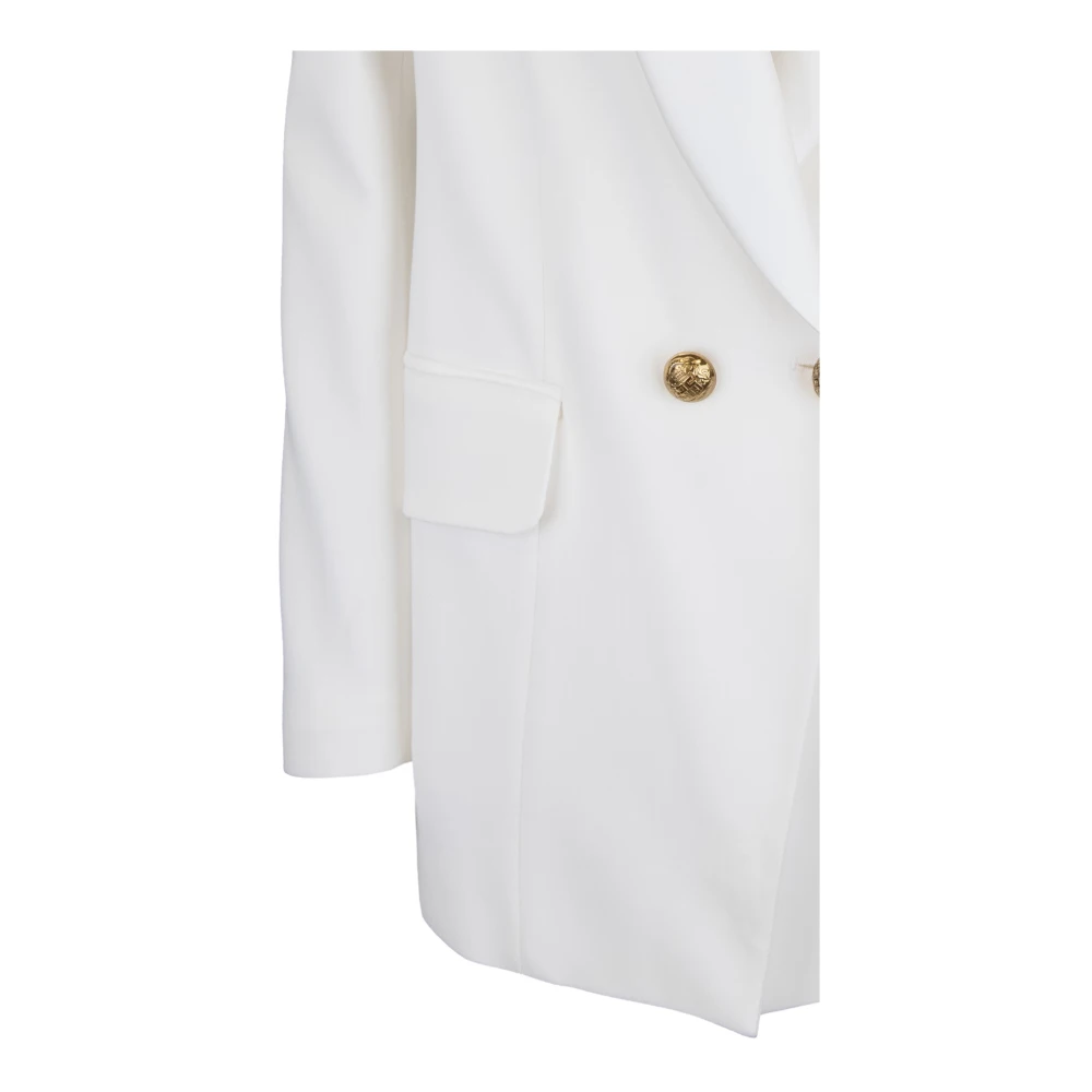 Elisabetta Franchi Gouden Knoop V-Hals Blazer White Dames