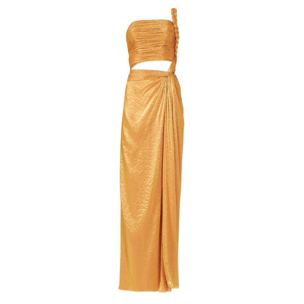 Costarellos Luipaardprint One-Shoulder Jurk Yellow Dames