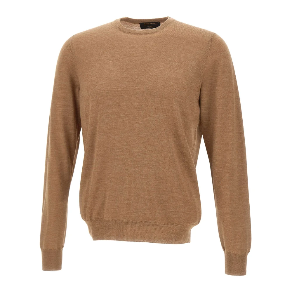 Gran Sasso Herr Brun Stickade Tröjor M, Crew Neck Sweater