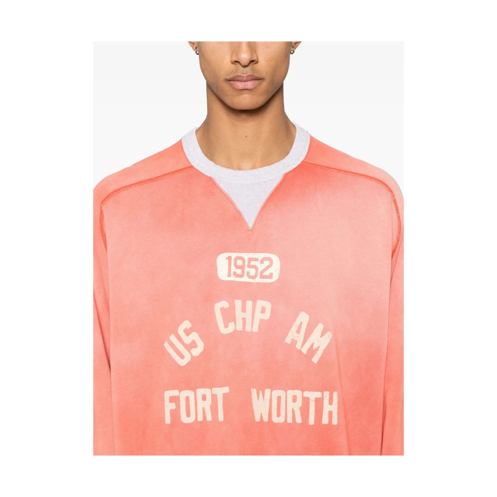 Champion Peach Orange Ribbed Crew Neck Sweatshirt Orange Heren