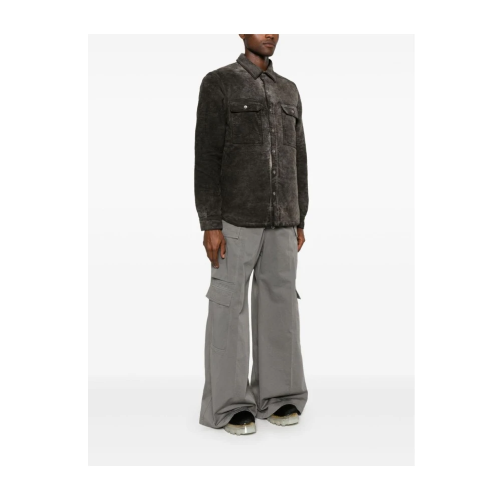 Rick Owens Gewatteerd denim jack Gray Heren
