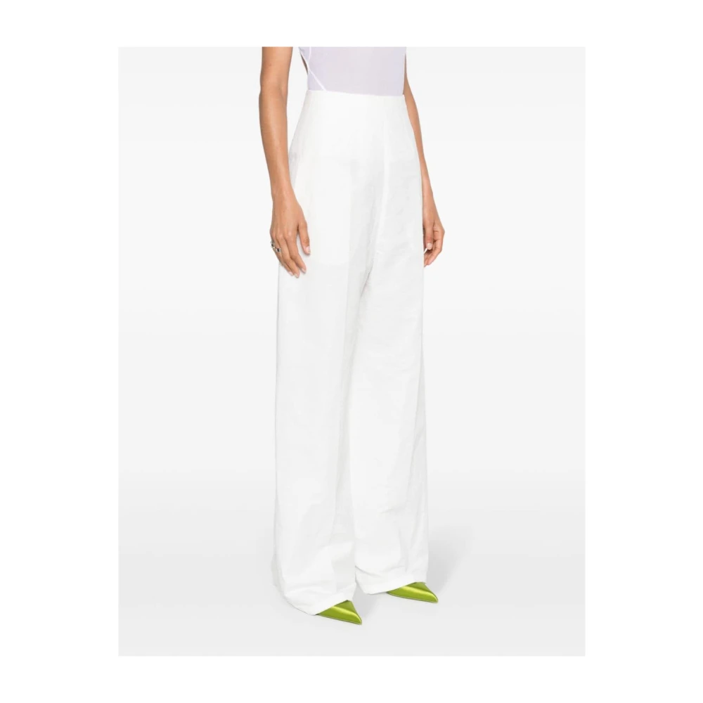 SPORTMAX Witte Modieuze Broek met Strass Detail White Dames