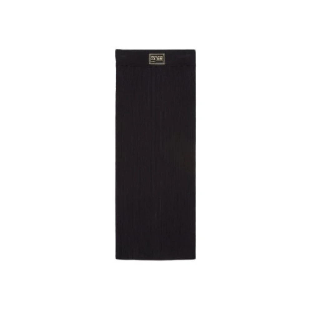 Versace Geribbelde Logo Midi Buis Rok Black Dames