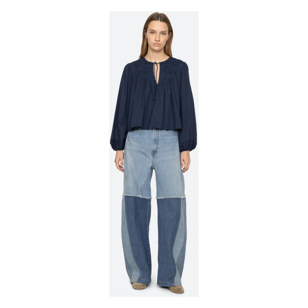 Sea NY Myra Katoenen Top Fladdermouw Blue Dames