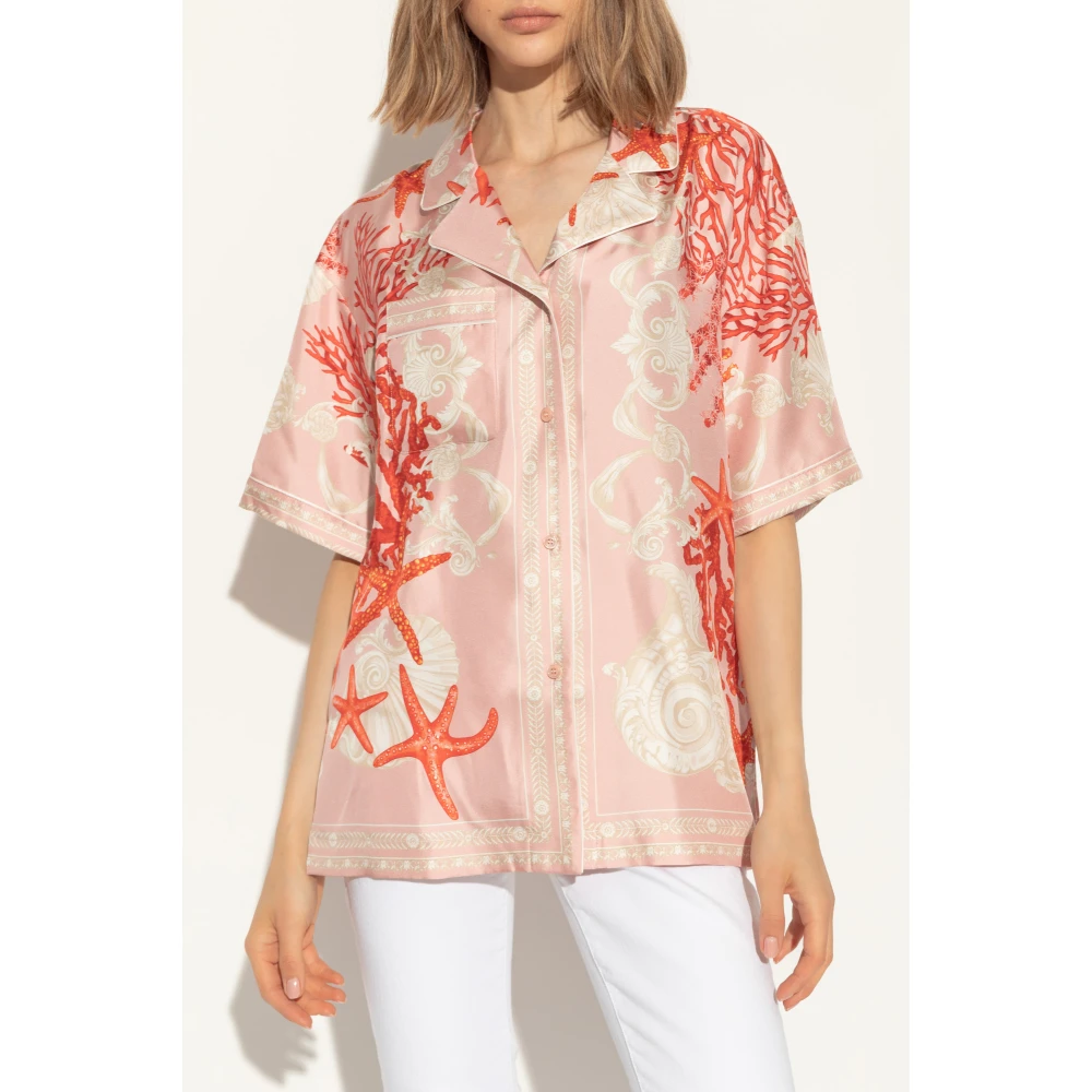 Versace Shirt met Barocco Sea patroon Multicolor Dames