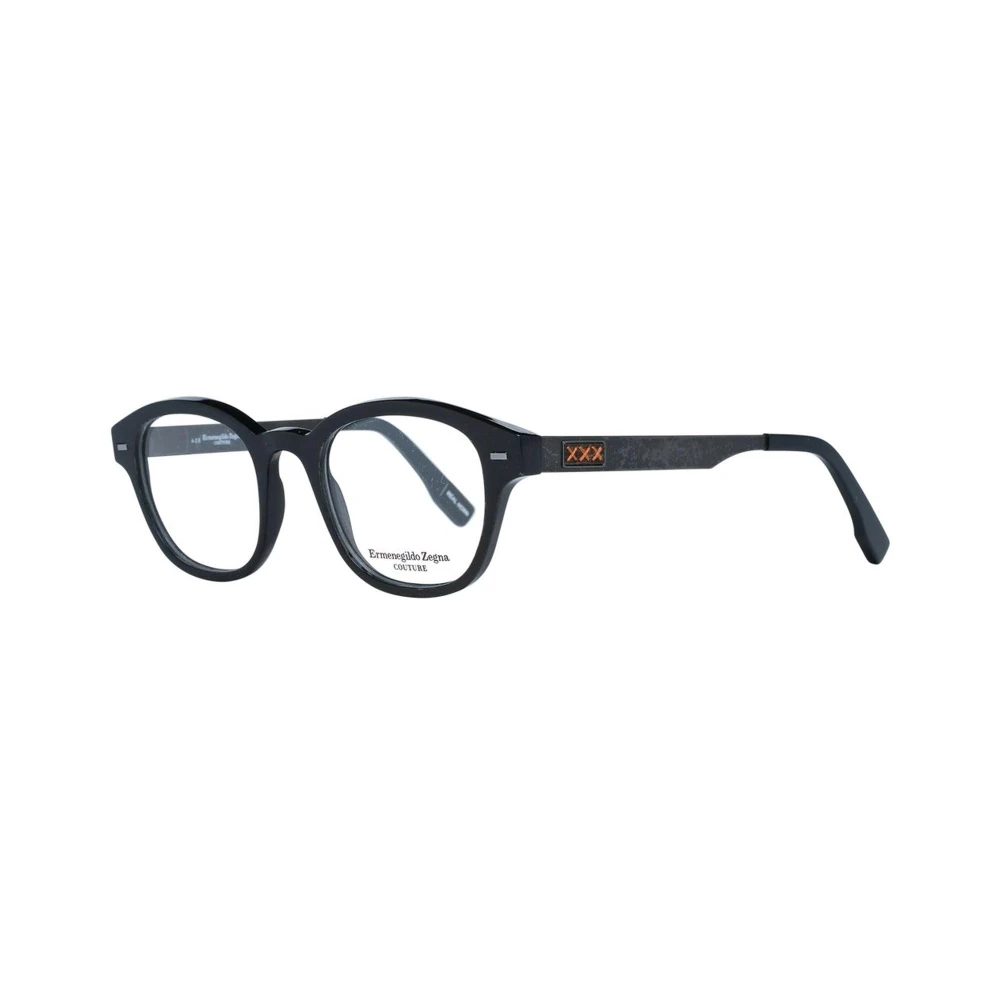 Ermenegildo Zegna Zwarte Hoorn Ronde Optische Monturen Black Heren