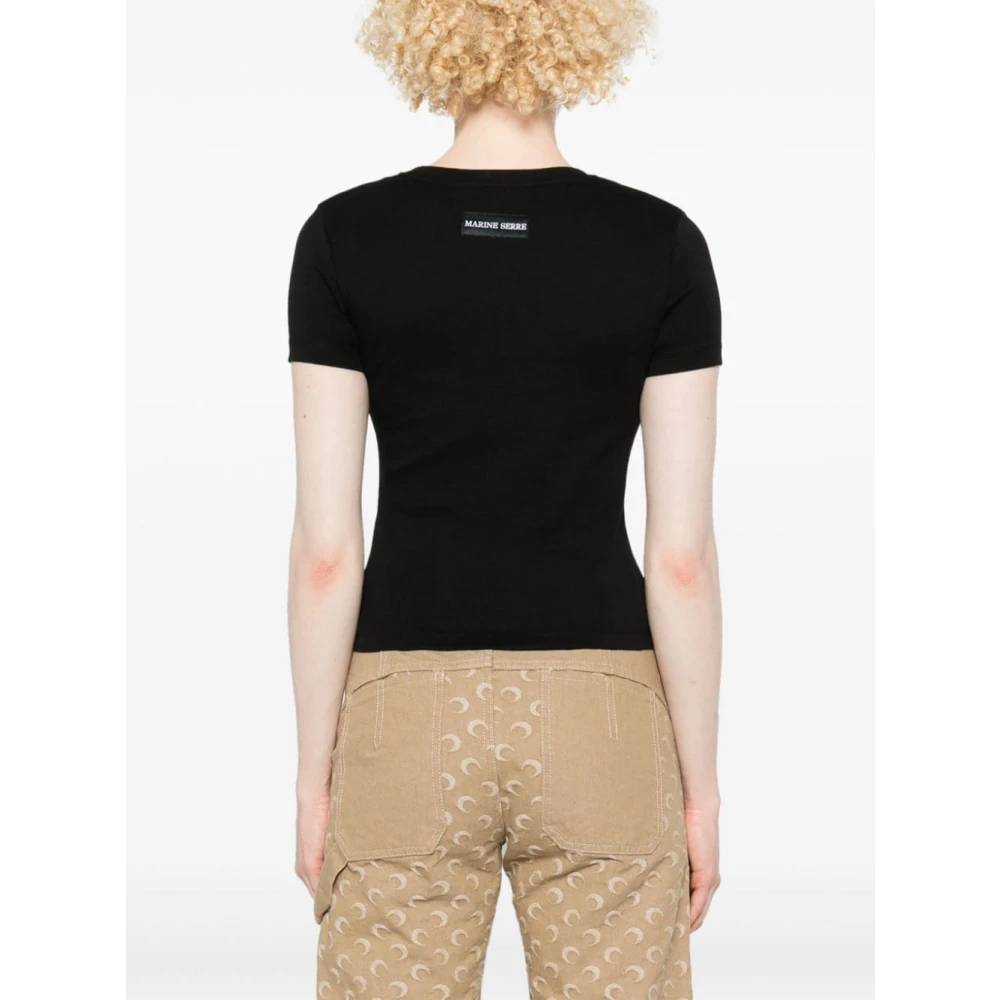 Marine Serre Zwarte T-shirt voor vrouwen Black Dames