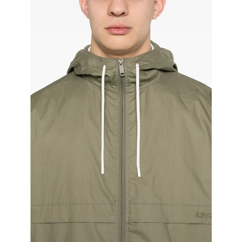A.p.c. Katoenen Hoodie Jas Green Heren