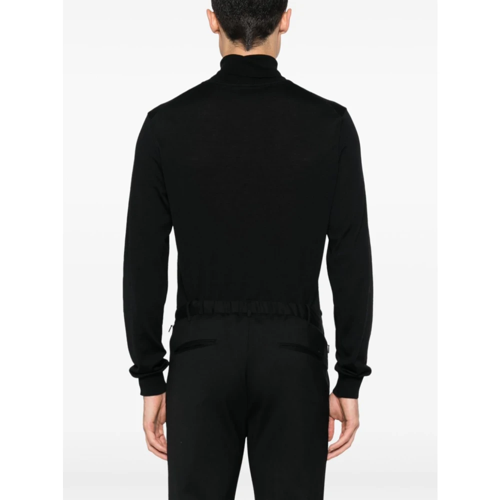 Incotex Zwarte Wool-Blend Cropped Broek Black Heren