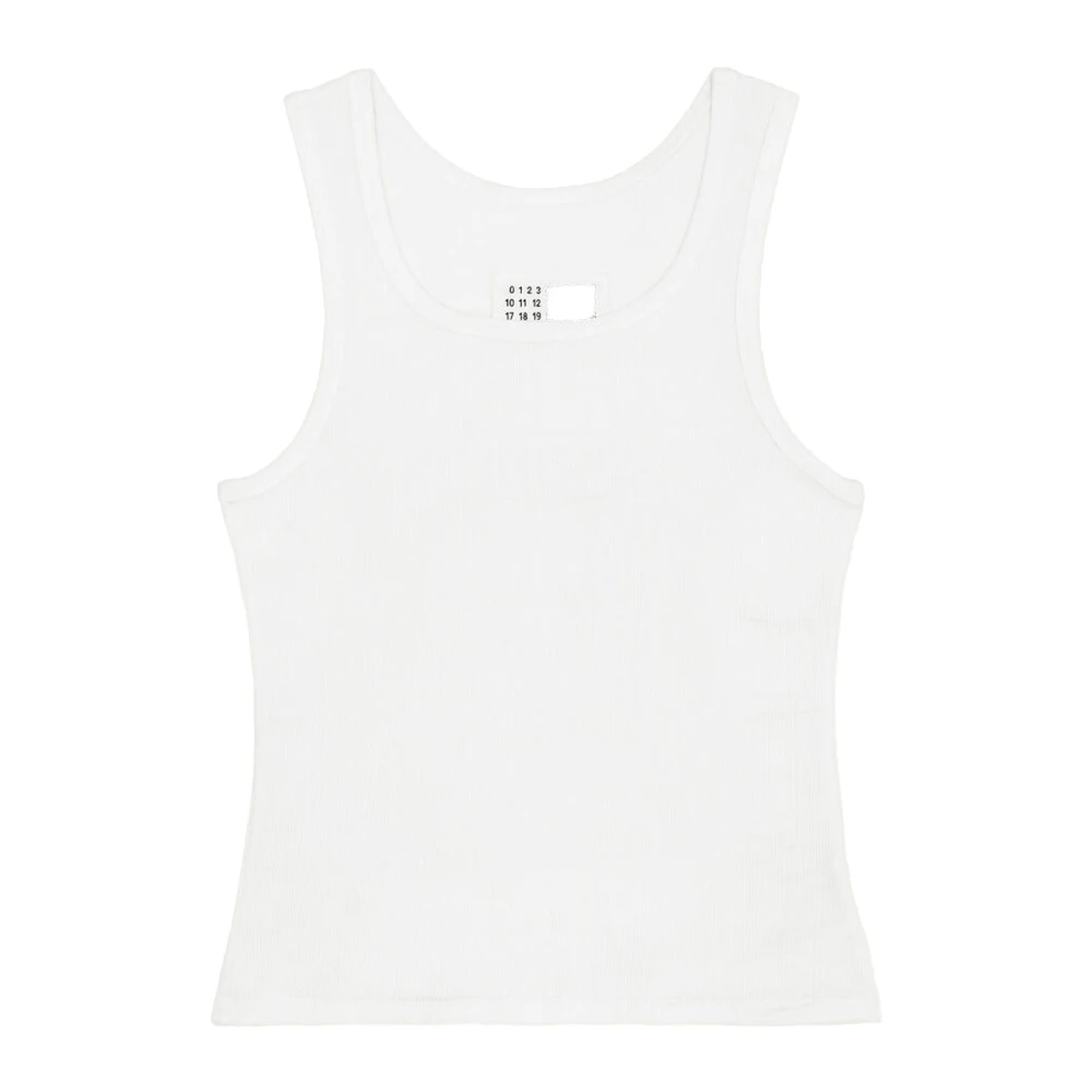 MM6 Maison Margiela Rib gebreid katoenen top zonder mouwen White Dames