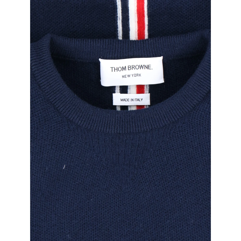 Thom Browne Tricolor Crewneck Sweater Blue Heren