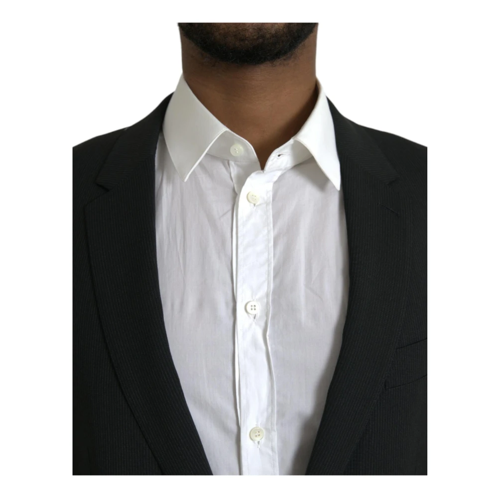 Dolce & Gabbana Blauwe Slim Fit Blazer Eén Knoop Blue Heren