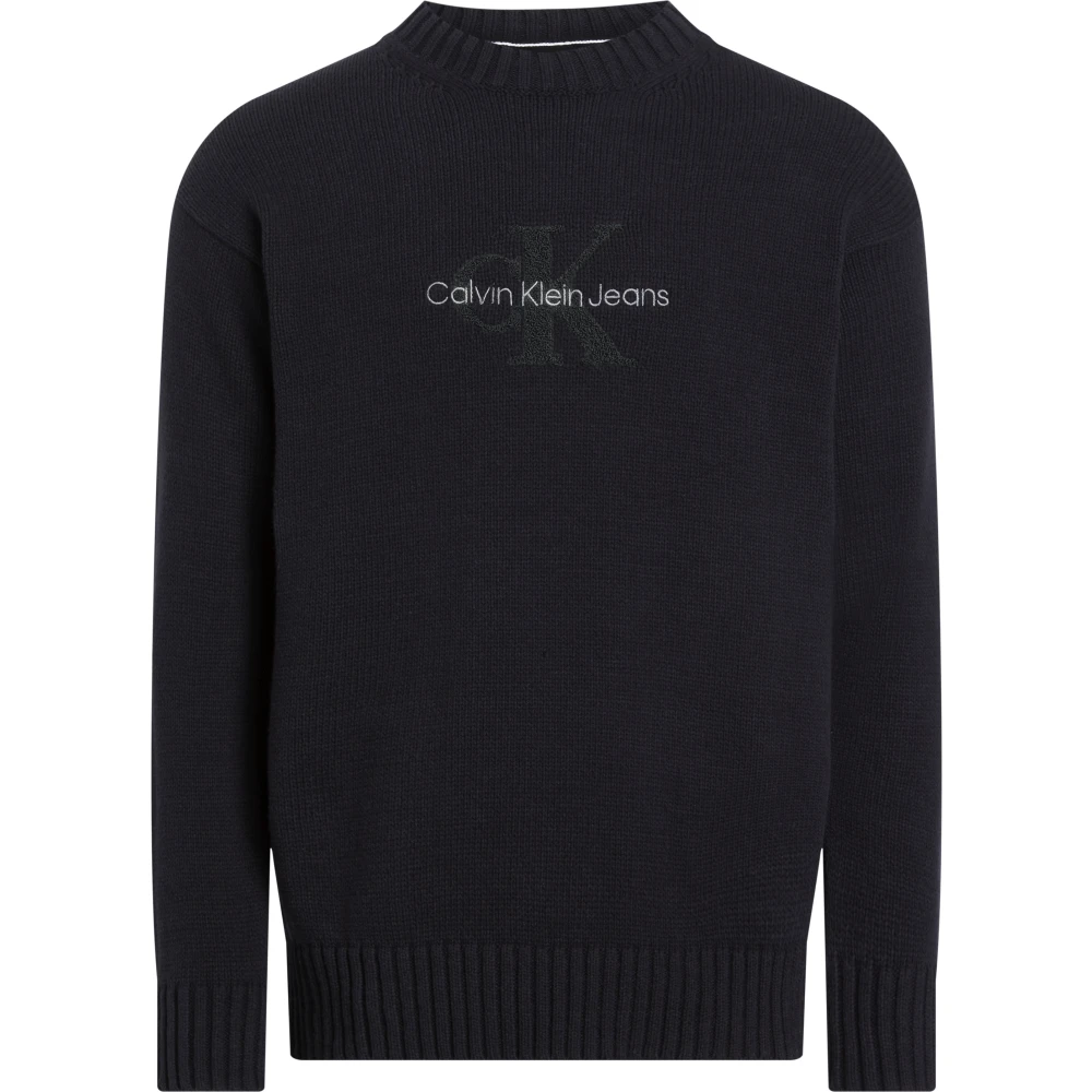 Calvin Klein Zwarte Crewneck Sweater CK Black BEH Black Heren