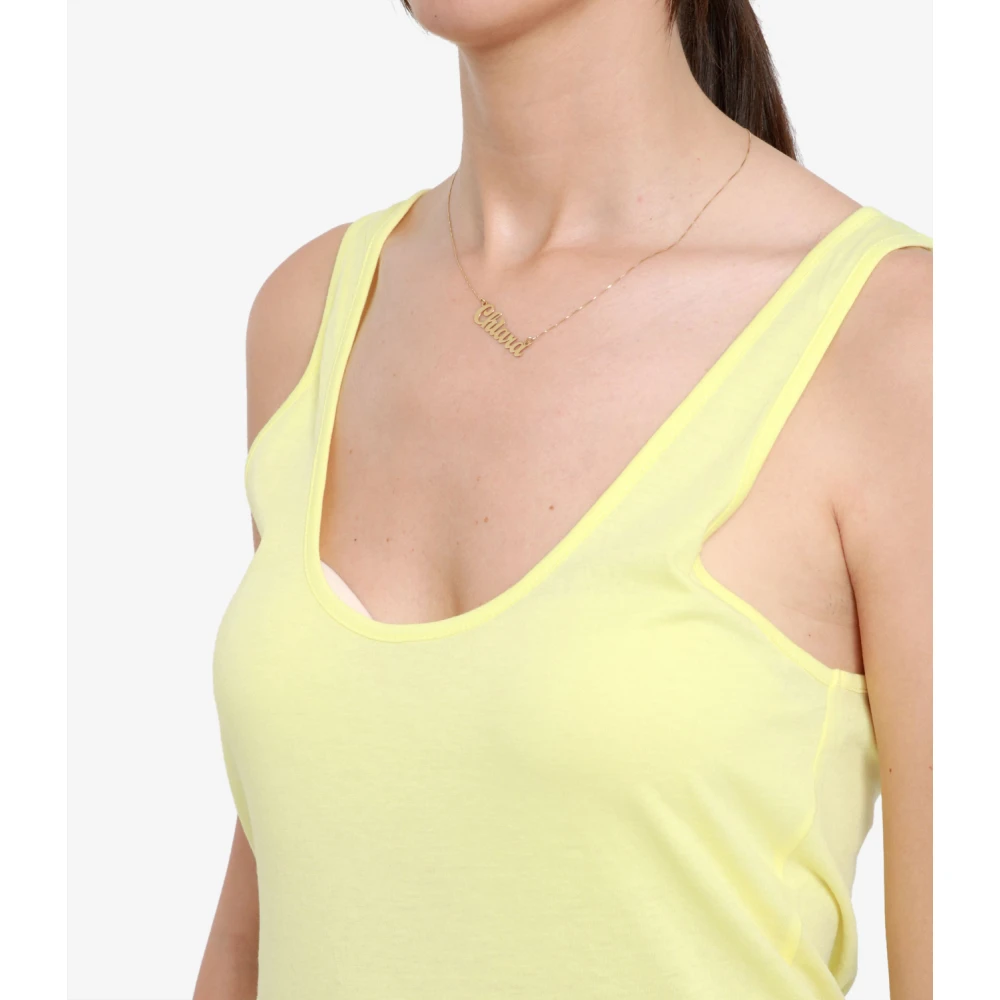 Msgm Gele Katoenen Top met Brede Bandjes Yellow Dames