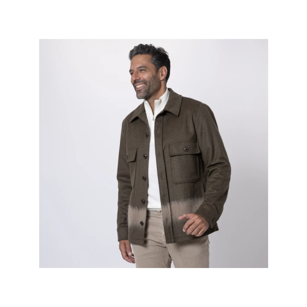 Jacob Cohën Khaki Flanellen Overhemdjas Gray Heren