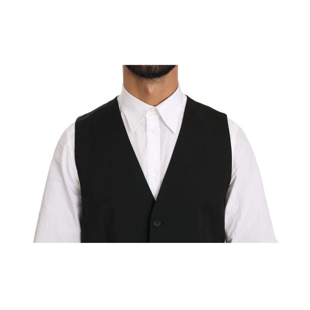 Dolce & Gabbana Zwarte Formele Jurk Pak Vest Black Heren