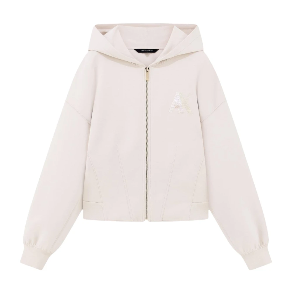 Armani Exchange , Zip-Throughs, Female, Beige, M, Zip-Through Hoodie