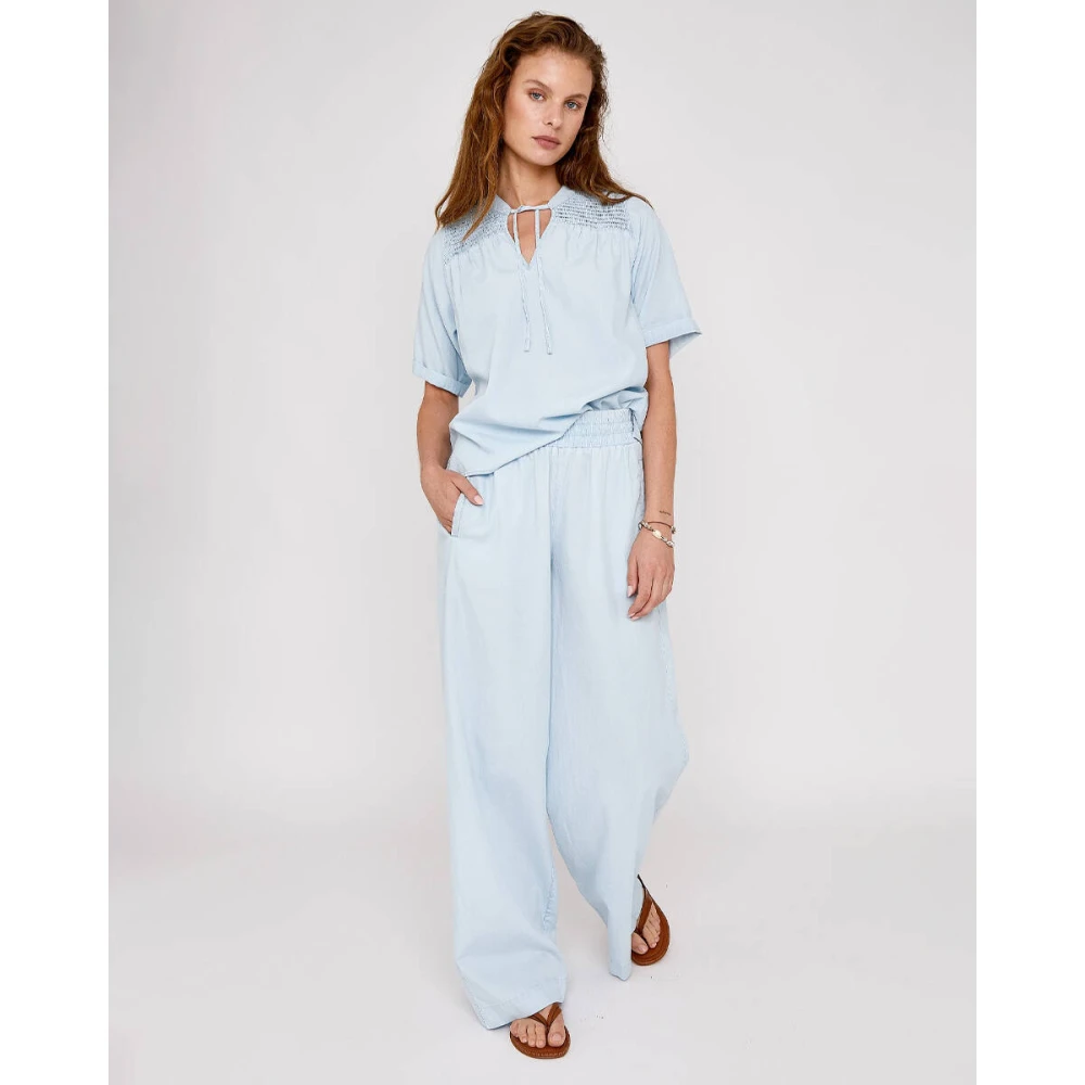 Moscow Korte Mouw Blouse Willy Blue Dames