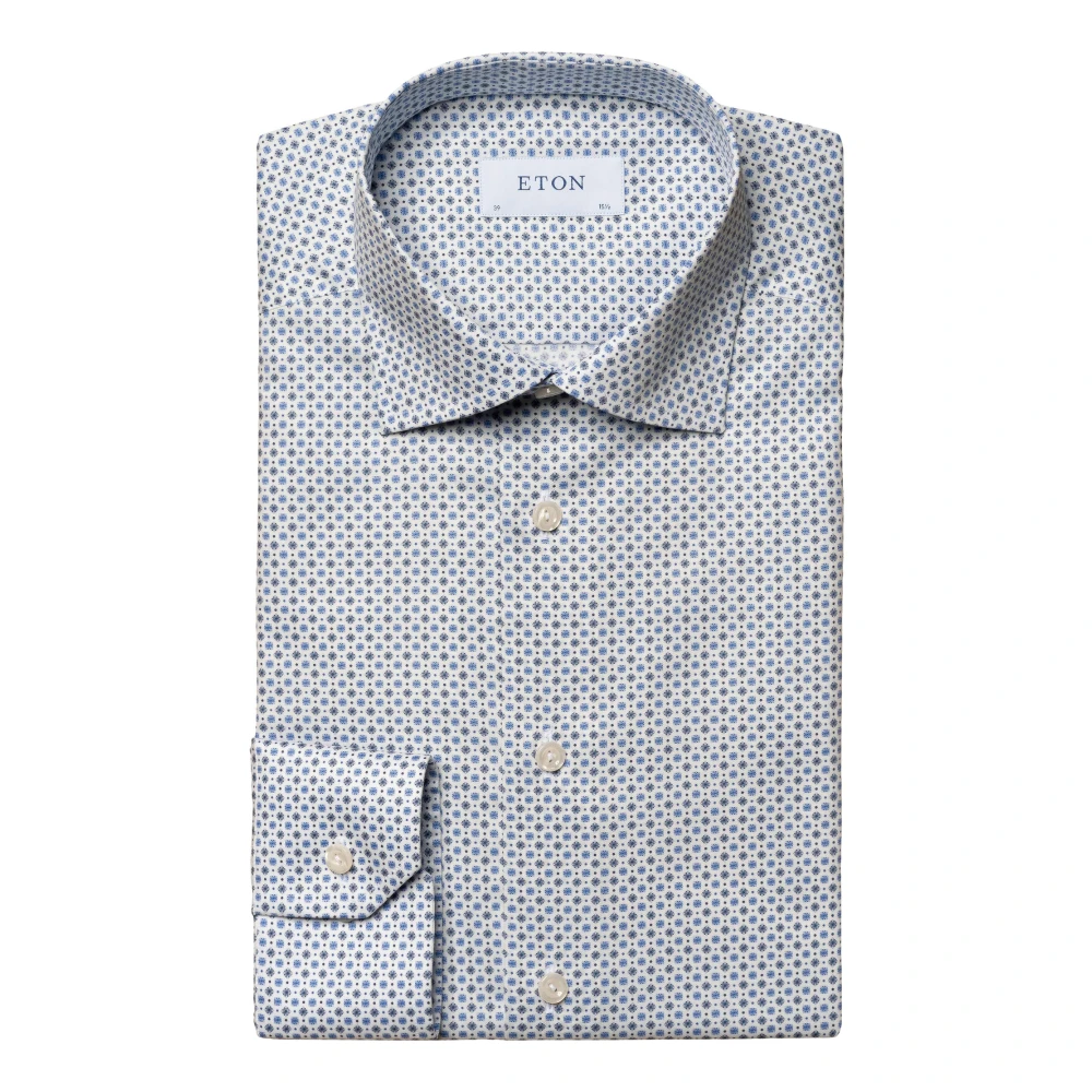 Eton Blauwe overhemden met lange mouwen Blue Heren